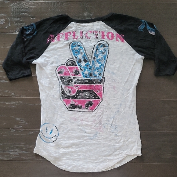 Affliction Black and White Short Sleeve Tee - Picture 6 of 9